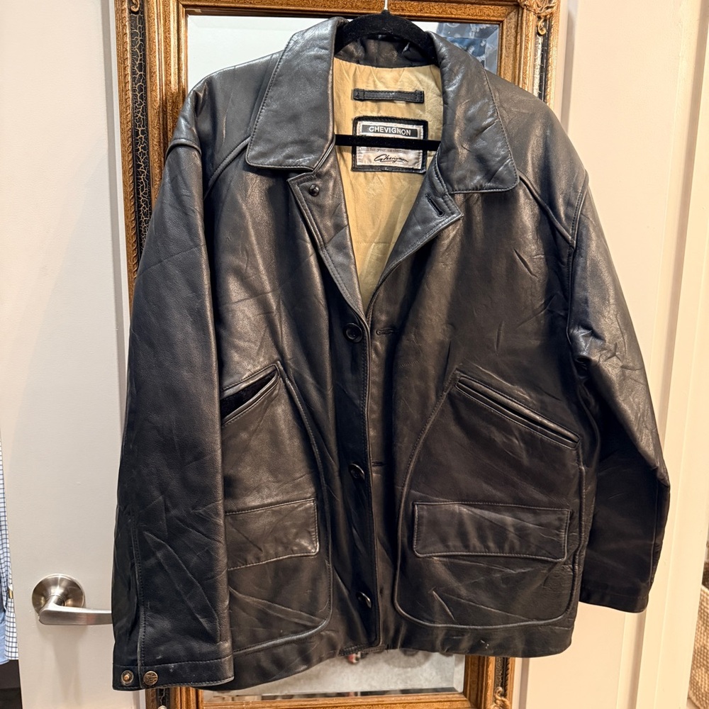 Men's Classic Black Leather Jacket L